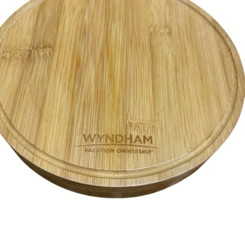 Wyndham Vacation Bamboo Cheese Board Set Swivel Storage